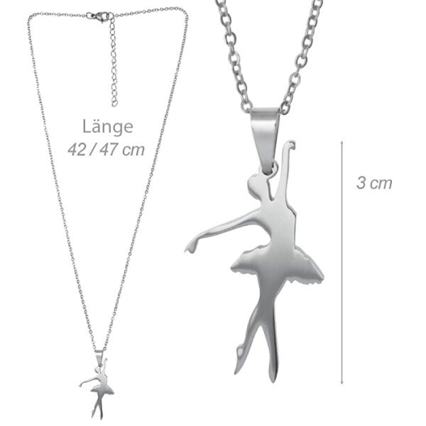 DV-Kette mit Anhänger „Ballerina Croisé“, Edelstahl (Silber)