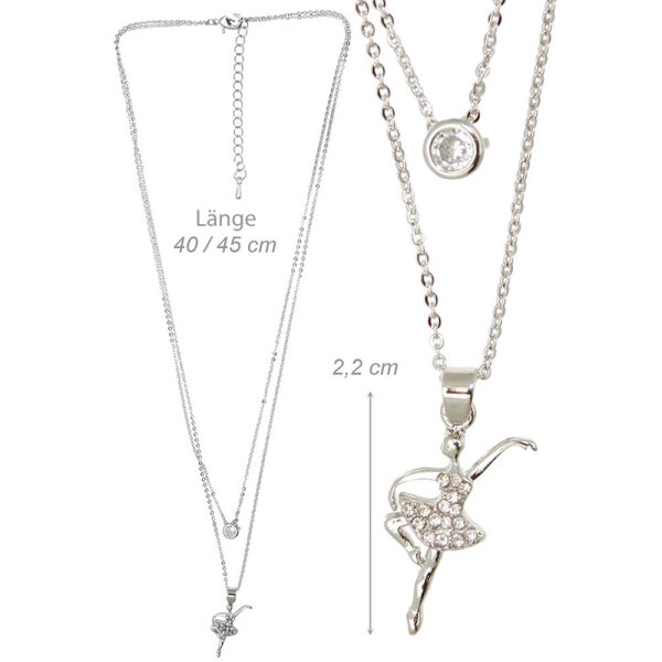 DV-Kette mit Anhänger "Ballerina" Edelstahl mit Strass