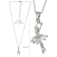 DV-Kette mit Anhänger „Ballerina Sprung“, Edelstahl mit Strass