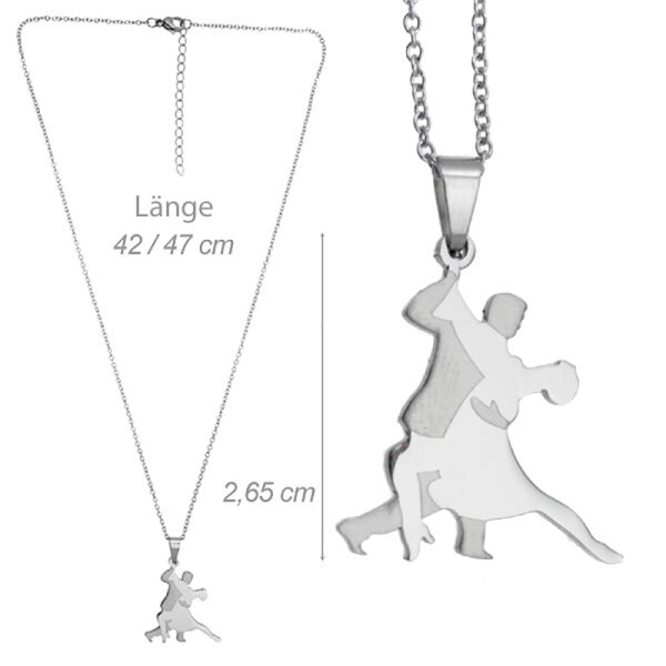 DV-Kette mit Anhänger „Tanzpaar“, Edelstahl (Silber)