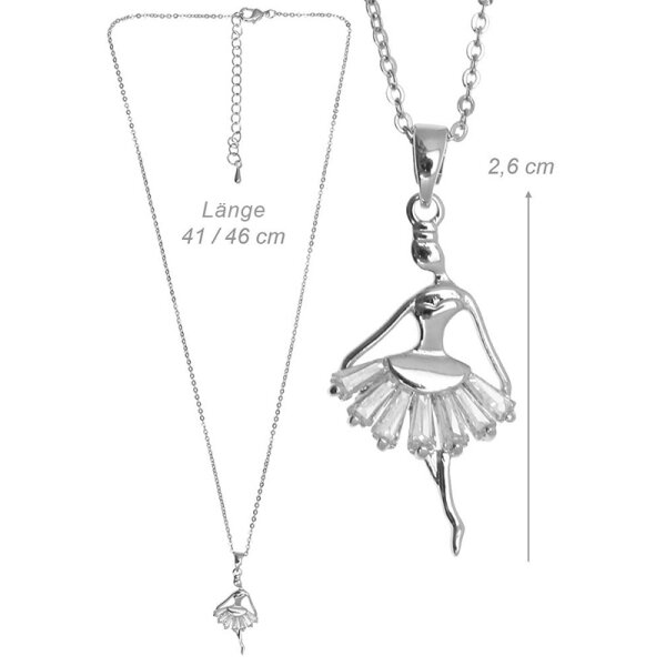 DV-Kette mit Anhänger „Ballerina Relevé“, Edelstahl mit Strass